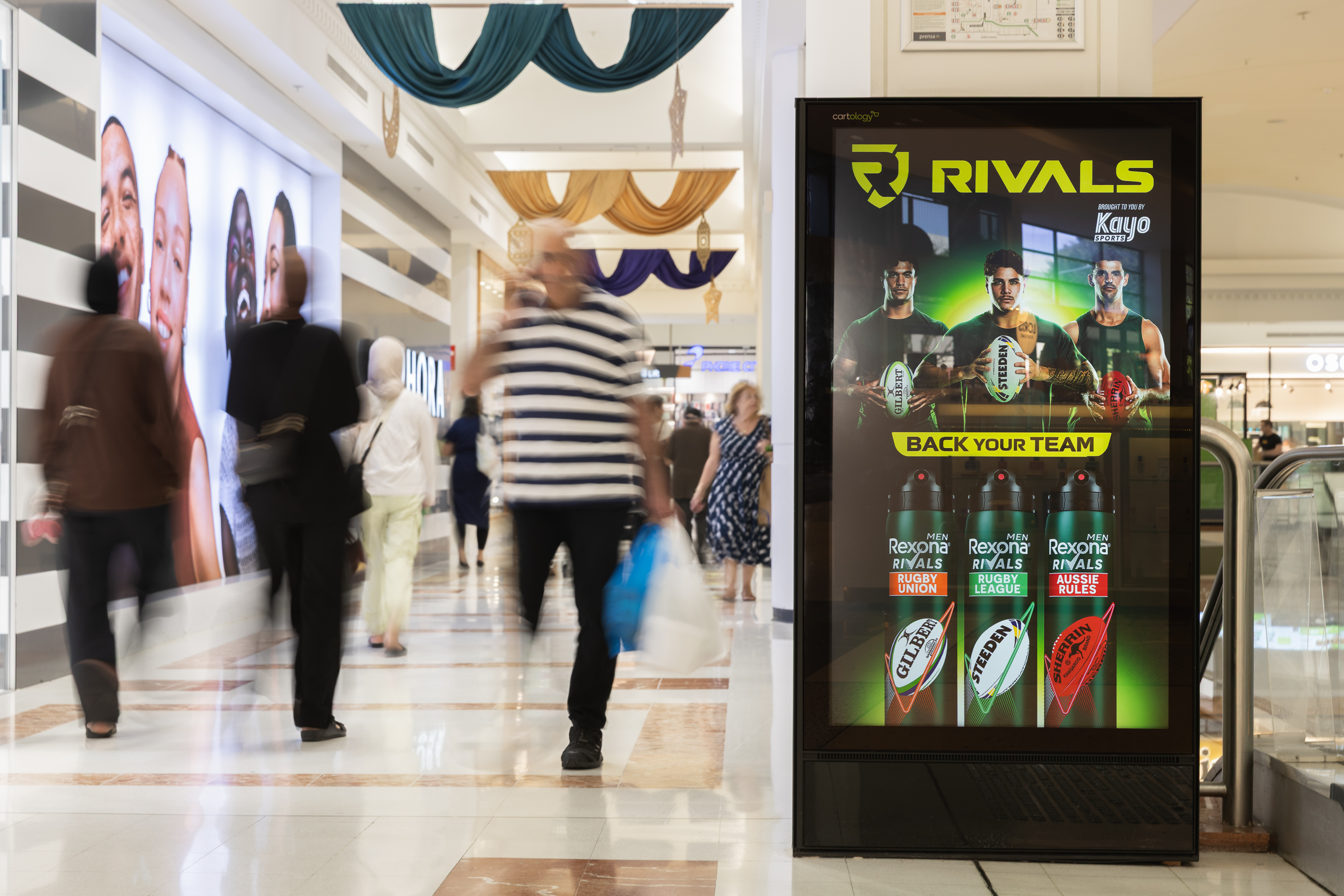 rexona advertising on ROOH screen in centre 