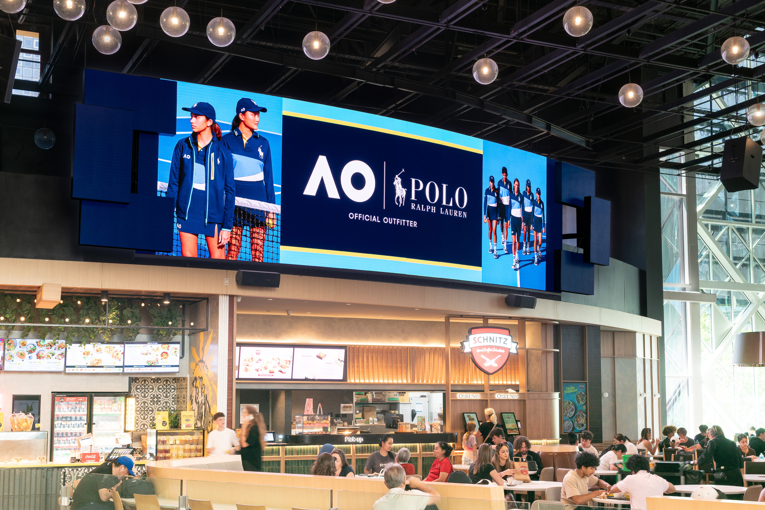 Large format retail out of home screen with Australian Open advertising